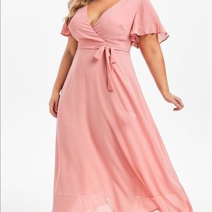 Plus Size Plunging Neckline Maxi A Line Dress